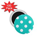 Polka Dots - White on Turquoise 1.75  Magnet (100 pack)