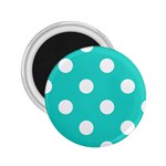 Polka Dots - White on Turquoise 2.25  Magnet