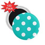 Polka Dots - White on Turquoise 2.25  Magnet (100 pack)