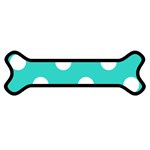 Polka Dots - White on Turquoise Magnet (Dog Bone)