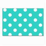 Polka Dots - White on Turquoise Postcard 4 x 6  (Pkg of 10)
