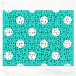 Polka Dots - White on Turquoise Jigsaw Puzzle (Rectangular)