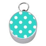 Polka Dots - White on Turquoise Silver Compass (Mini)
