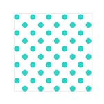 Polka Dots - Turquoise on White Small Satin Scarf  (Square)