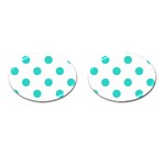 Polka Dots - Turquoise on White Cufflinks (Oval)