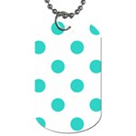 Polka Dots - Turquoise on White Dog Tag (Two Sides)