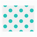 Polka Dots - Turquoise on White Small Glasses Cloth (2 Sides)