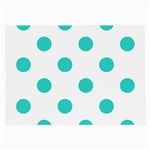Polka Dots - Turquoise on White Large Glasses Cloth (2 Sides)