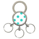 Polka Dots - Turquoise on White 3-Ring Key Chain