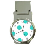 Polka Dots - Turquoise on White Money Clip Watch