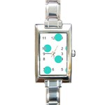 Polka Dots - Turquoise on White Rectangle Italian Charm Watch