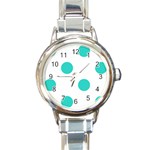 Polka Dots - Turquoise on White Round Italian Charm Watch