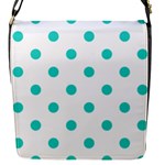 Polka Dots - Turquoise on White Flap Closure Messenger Bag (S)