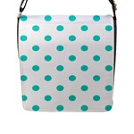 Polka Dots - Turquoise on White Flap Closure Messenger Bag (L)