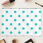 Polka Dots - Turquoise on White Cosmetic Bag (XXL)