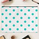 Polka Dots - Turquoise on White Cosmetic Bag (XXXL)