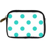 Polka Dots - Turquoise on White Digital Camera Leather Case