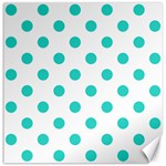 Polka Dots - Turquoise on White Canvas 20  x 20 