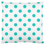 Polka Dots - Turquoise on White Large Cushion Case (One Side)