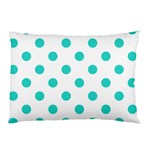 Polka Dots - Turquoise on White Pillow Case (Two Sides)