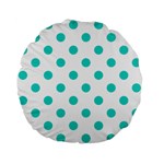 Polka Dots - Turquoise on White Standard 15  Premium Flano Round Cushion