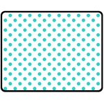 Polka Dots - Turquoise on White Fleece Blanket (Medium) (One Side)