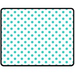 Polka Dots - Turquoise on White Double Sided Fleece Blanket (Medium) (Two Sides)