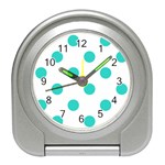 Polka Dots - Turquoise on White Desk Alarm Clock