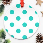 Polka Dots - Turquoise on White Ornament (Round)