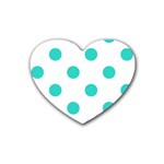 Polka Dots - Turquoise on White Heart Coaster (4 pack)