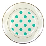 Polka Dots - Turquoise on White Porcelain Plate