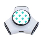 Polka Dots - Turquoise on White Portable USB Hub (One Side)