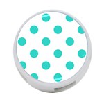Polka Dots - Turquoise on White 4-Port USB Hub (One Side)