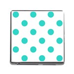 Polka Dots - Turquoise on White Memory Card Reader (Square)