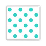 Polka Dots - Turquoise on White Memory Card Reader with Storage (Square)