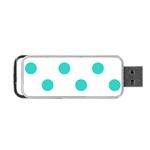 Polka Dots - Turquoise on White Portable USB Flash (One Side)