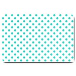 Polka Dots - Turquoise on White Large Doormat