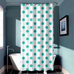 Polka Dots - Turquoise on White Shower Curtain 36  x 72  (Stall)
