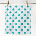Polka Dots - Turquoise on White Face Towel