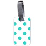 Polka Dots - Turquoise on White Luggage Tag (Two Sides)