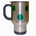 Polka Dots - Turquoise on White Travel Mug (Silver Gray)