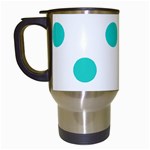 Polka Dots - Turquoise on White Travel Mug (White)