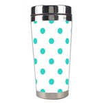 Polka Dots - Turquoise on White Stainless Steel Travel Tumbler