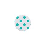 Polka Dots - Turquoise on White 1  Mini Magnet