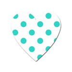Polka Dots - Turquoise on White Magnet (Heart)