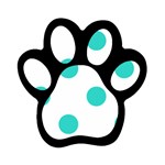 Polka Dots - Turquoise on White Magnet (Paw Print)
