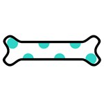Polka Dots - Turquoise on White Magnet (Dog Bone)