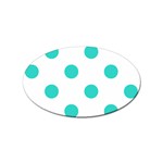 Polka Dots - Turquoise on White Sticker Oval (100 pack)