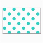 Polka Dots - Turquoise on White Postcards 5  x 7  (Pkg of 10)