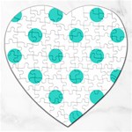 Polka Dots - Turquoise on White Jigsaw Puzzle (Heart)